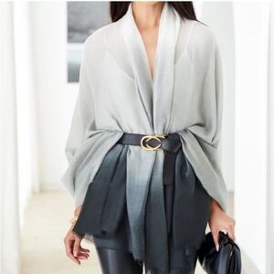 CUSHNIE One Size Grey Horizon Ombre Scarf Retails $150